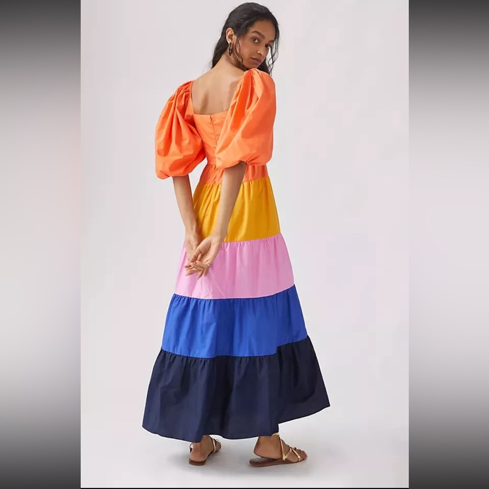 FARM Rio Orange Yellow Tiered Maxi Sundress XXS - Picture 3 of 16